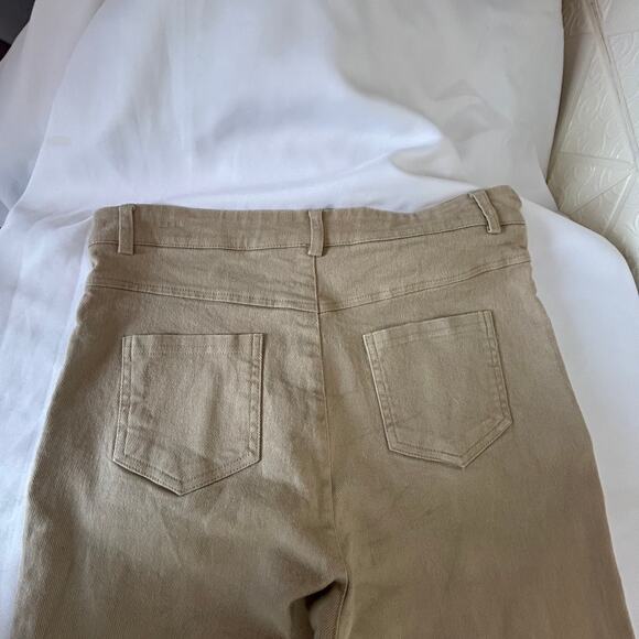 HYFVE Size Large tan slight bell bottom pants stretch see slit on bottoms decor - Picture 5 of 14